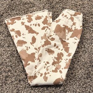 Altar'd State Cream and Brown Flare Jeans